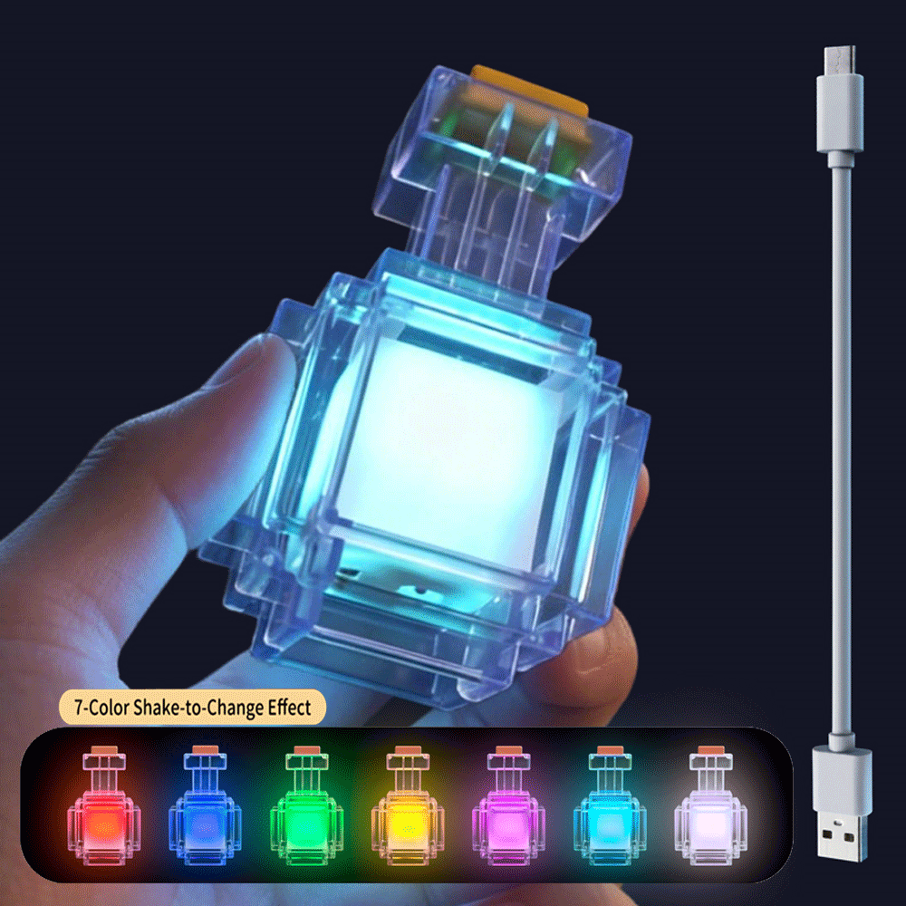 3D Printing Lamp - ไฟกลางคืนแบบชาร์จไฟได้ 7 สี ขวดยาเหลวดีไซน์พิกเซล ของเล่นเกมตกแต่งห้องนอน โคมไฟ