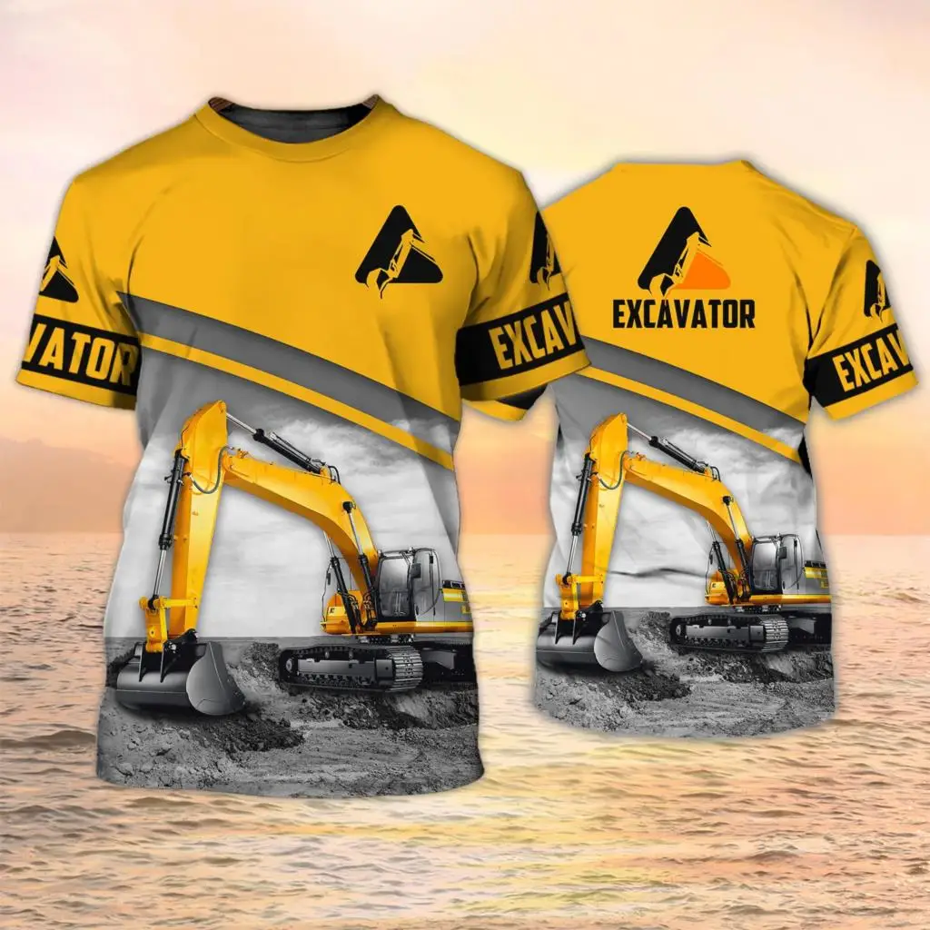 3D Printing Operator - เสื้อยืดลายรถขุด เครื่องจักรกลหนัก พิมพ์ลาย 3 มิติ แฟชั่นเด็กชายเด็กหญิง