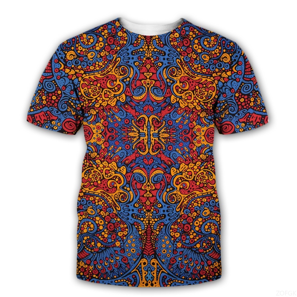 3D Printing Service - ใหม่สัญลักษณ์ลึกลับ Trippy 3D พิมพ์เสื้อยืดผู้ชายผู้หญิงเรืองแสงใน Dark แขนสั้น