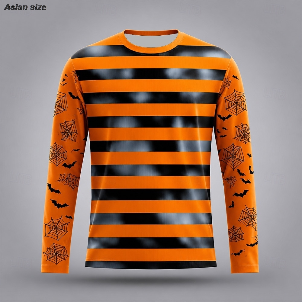 3D Printing Web - เสื้อยืดแขนยาวลายพิมพ์ 3 มิติ ลายฟักทอง ค้างคาว ใยแมงมุม