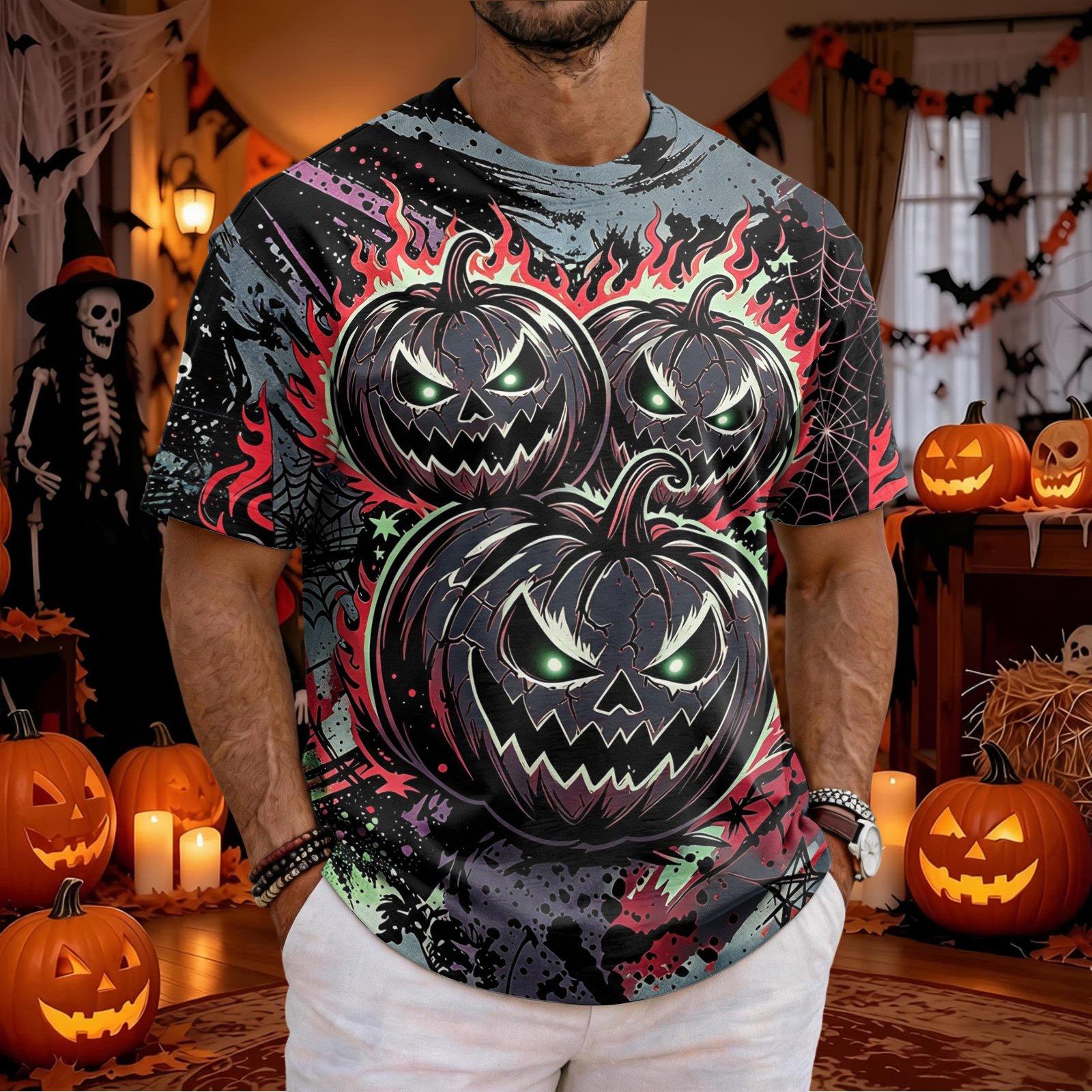 เสื้อยืดผู้ชายลายหน้าฟักทองฮาโ - 3D Printing Web บทวิจารณ์และราคา