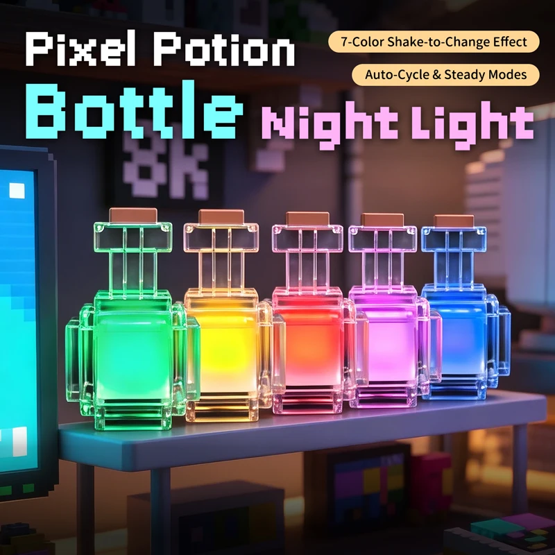 โคมไฟกลางคืนขนาดเล็ก 7 สี ขวดย - 3D Printing Lamp บทวิจารณ์และราคา